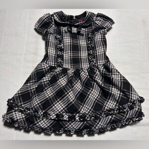 The Children's Place Black & White Plaid Ruffle Collar Dress